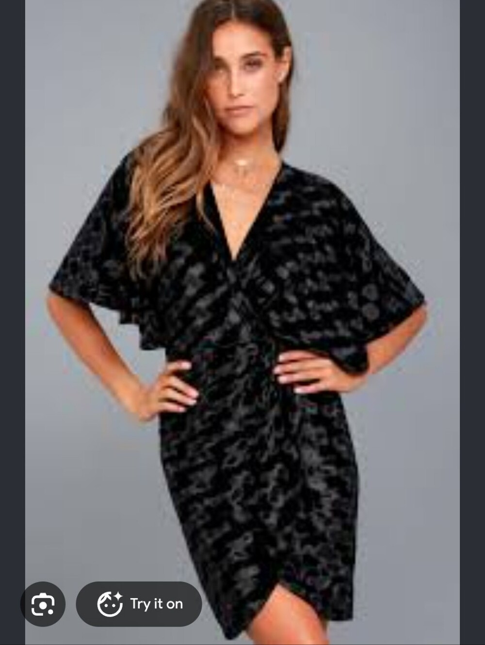 Lulu's Black Velvet Wrap-Style Midi Dress XS
